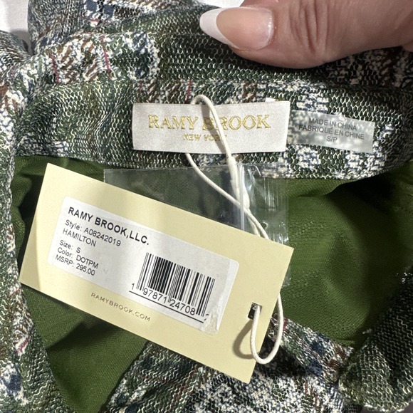 NWT $295 RAMY BROOK [ Small ] Hamilton Mesh Long Sleeve Top Sage Tartan 7136 - Picture 3 of 16